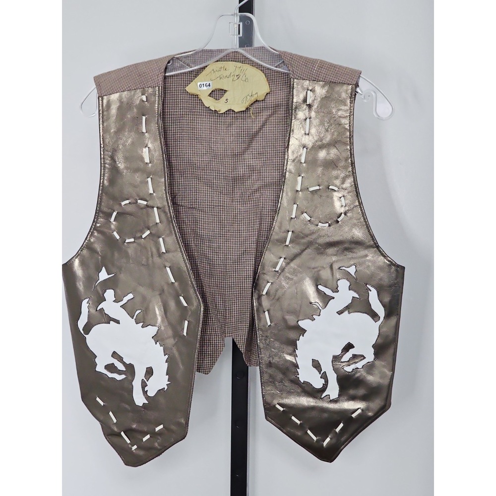 Thistle Hills Handmade Montana Leather Western Vest Bronc Buckskin Men's M